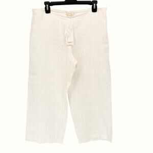 Eileen Fisher Linen Pants PM Petite Medium Wide Leg Cropped Zip Beach Lagenlook